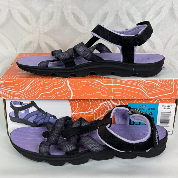 Jsport Kaia Ladies' Strap Black Purple Sandal Size 10 - Picture 2 of 9